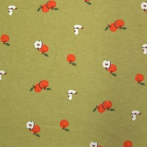 Super Snuggle Fall Apples On Green Flannel Fabric