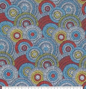 Overlap Circle Red Navy Super Snuggle Flannel Fabric