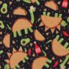 Dinosaur Tacos on Black Anti Pill Plush Fleece Fabric