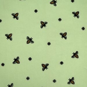 Embroidered Bees on Green Quilt Cotton Fabric by Keepsake Calico - 1