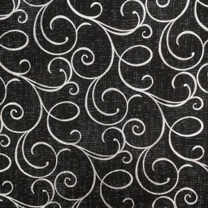 Swirls on Black Quilt Foil Cotton Fabric by Keepsake Calico