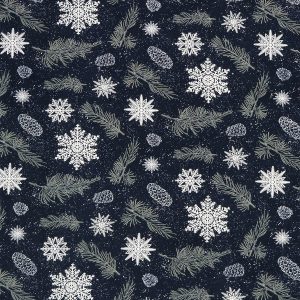 Snowflakes   Pine Needles Super Snuggle Christmas Flannel Fabric