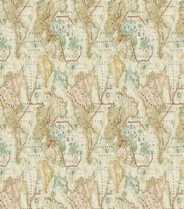 Novelty Cotton Fabric Map Exploration - Image 2