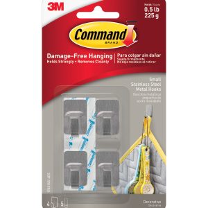 Command 0.5lb Small Decorative Stainless Steel Hooks   Strips 9ct