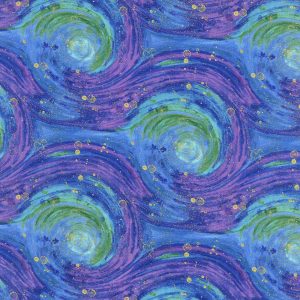 Hi Fashion Blue   Purple Blender Premium Metallic Cotton Fabric