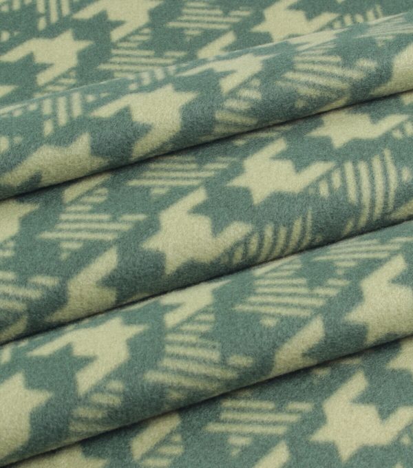 Green Diagonal Houndstooth Blizzard Fleece Fabric - Image 3