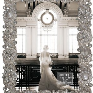 Sheffield Home 5 x 7 Heavy Ornate Pearl   Jewel Tabletop Picture Frame