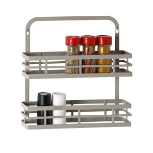 Honey Can Do 12 x 15 Gray 2 Tier Modern Over the Door Spice Rack