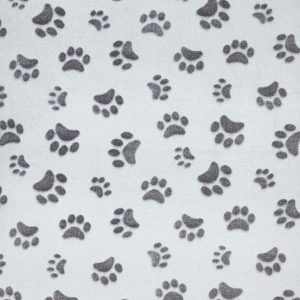 Gray Embossed Paw Prints Sew Lush Fleece Fabric