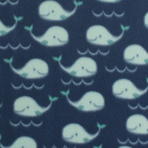 Tiny Happy Whales Blizzard Fleece Fabric