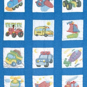 Jack Dempsey 9 Transportation Stamped Nursery Quilt Blocks 12ct