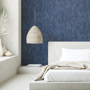 RoomMates 20.5 x 16.5 Blue Swaying Fronds Peel   Stick Wallpaper