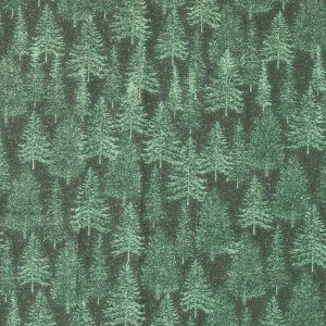 Green Trees Christmas Glitter Cotton Fabric - 1