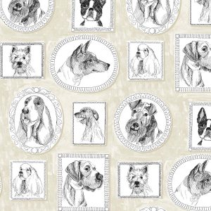 Surface Style 20.5  x 18  Linen Pup Portraits Peel   Stick Wallpaper