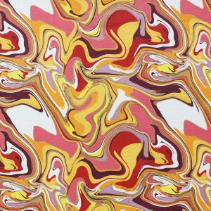 70s Pink   Yellow Marble Quilt Metallic Cotton Fabric by Keepsake Calico