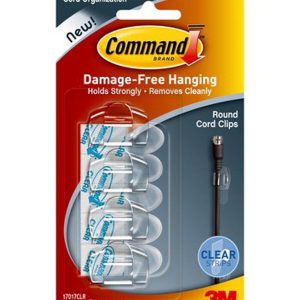 Command 9ct Clear Round Cord Clips   Strips