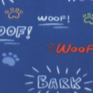 Bark Paw Prints on Blue Blizzard Fleece Fabric