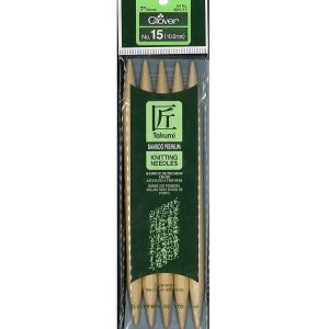 Clover 7 Size 15 Bamboo Double Point Knitting Needle Set 5ct