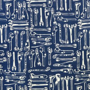 Tools on Navy Super Snuggle Flannel Fabric
