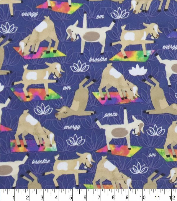 Happy Goat Yoga Novelty Cotton Fabric - Image 2