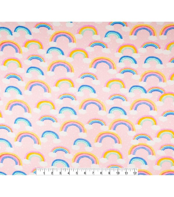 Rainbows Pastel Super Snuggle Flannel Fabric - Image 2