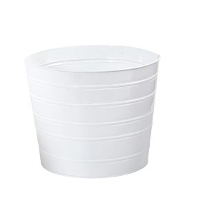 Nearly Natural 12 Farmhouse White Metal Ribbed Planter
