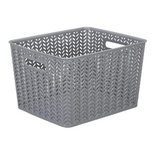 Simplify 14 x 12 Herringbone Plastic Storage Bin