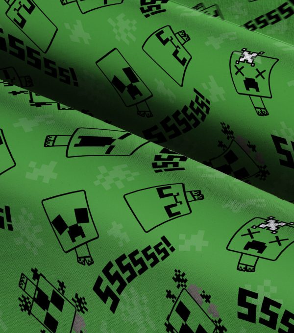 Minecraft Chibi Creeper Cotton Fabric - Image 3