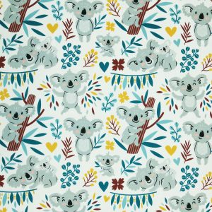 Cute Koalas on White Soft   Minky Fleece Fabric
