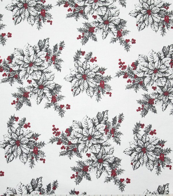 White Poinsettia Super Snuggle Flannel Fabric - Image 2