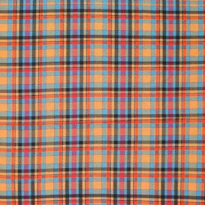 Orange   Teal Plaid Cotton Fabric