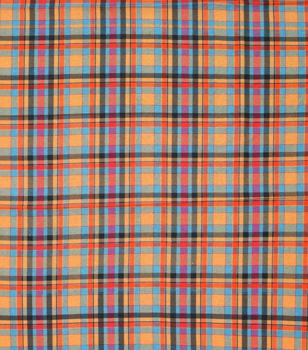 Orange   Teal Plaid Cotton Fabric