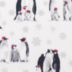 Penguins   Snowflakes on White Anti Pill Fleece Fabric - 1