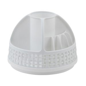 7 x 5 White Weave Rotating Desktop Organizer