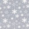 White Snowflakes on Gray Anti Pill Fleece Fabric