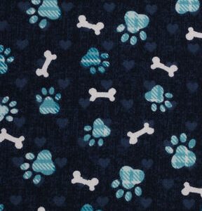 Novelty Cotton Fabric 43 Blue Paw Prints