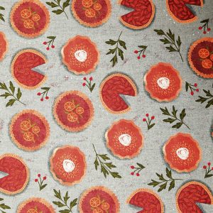 Pumpkin Pies On Teal Fall Print Cotton Fabric