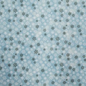 Snowflakes on Blue Christmas Glitter Cotton Fabric