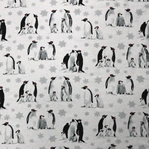 Penguins on White Super Snuggle Flannel Fabric - 1