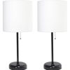 All The Rages 19.5 Black Stick Lamp With Charging Outlet 2pk