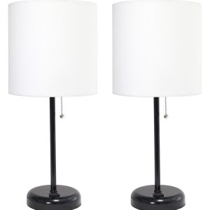 All The Rages 19.5 Black Stick Lamp With Charging Outlet 2pk