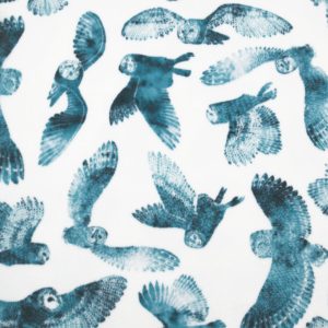 Teal Snowy Owls Anti Pill Fleece Fabric