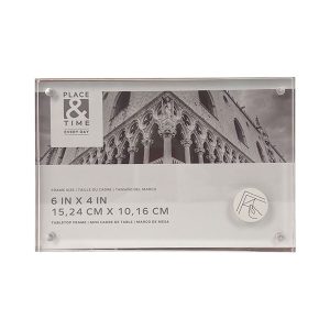 6 x 4 Wood   Acrylic Block Tabletop Picture Frame by Place   Time