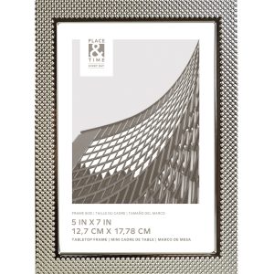 5 x 7 Silver Beaded Texture Tabletop Picture Frame by Place   Time