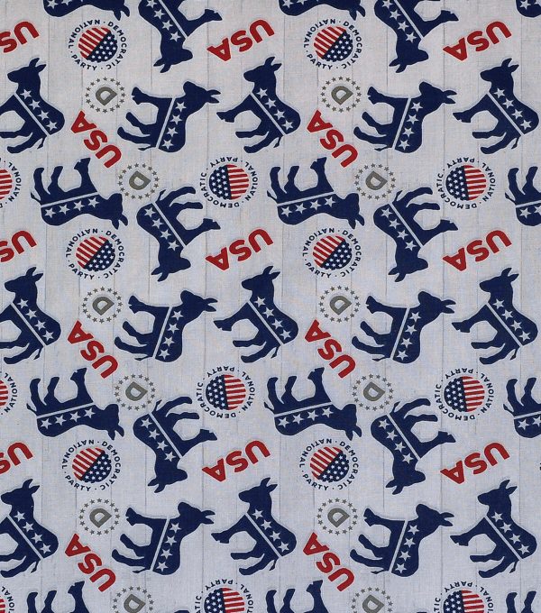 Democratic Donkeys Toss Patriotic Cotton Fabric - Image 2