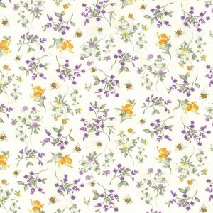 Hi Fashion Bee   Lavender on White Premium Cotton Fabric