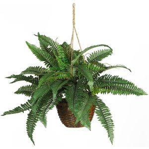 Nearly Natural 18 Boston Fern Hanging Basket