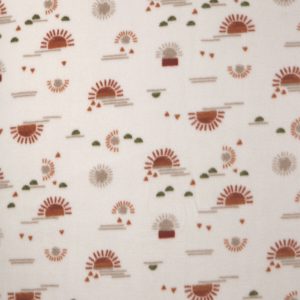 Suns on Beige Anti Pill Fleece Fabric