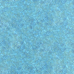 Hi Fashion Teal Swirls Premium Metallic Cotton Fabric