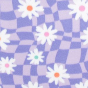 Floral On Purple Wavy Checkered Blizzard Prints Fleece Fabric